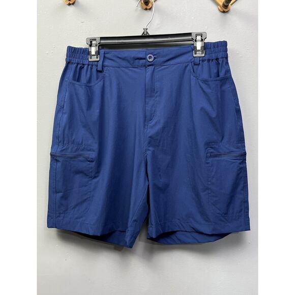 Viodia Men’s Blue Athletic Hiking Shorts Stretch Elastic‎ Waist Zip Pocket Sz L - Picture 1 of 7
